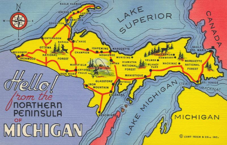 Postcard of Upper Peninsula of Michigan