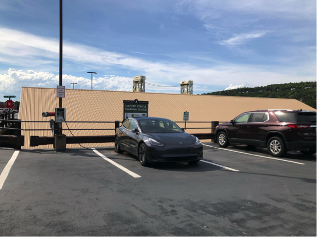 An EV charging station at a parking deck in Houghton, Mich. Source: Plugshare.com